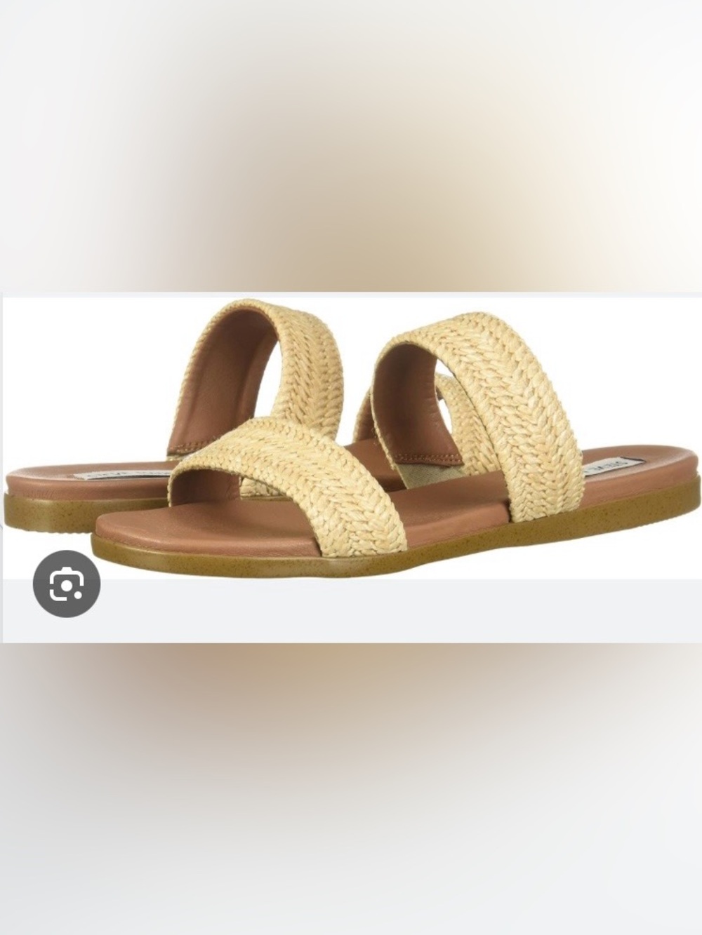 Steve Madden Dual Flat Sandal Natural Raffia Size 8